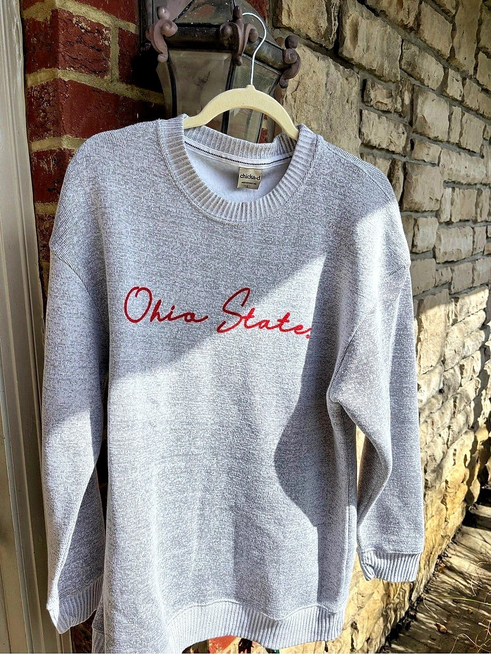 chicka-d Ohio State Buckeyes Warm Up Crew Sweatshirt Gray